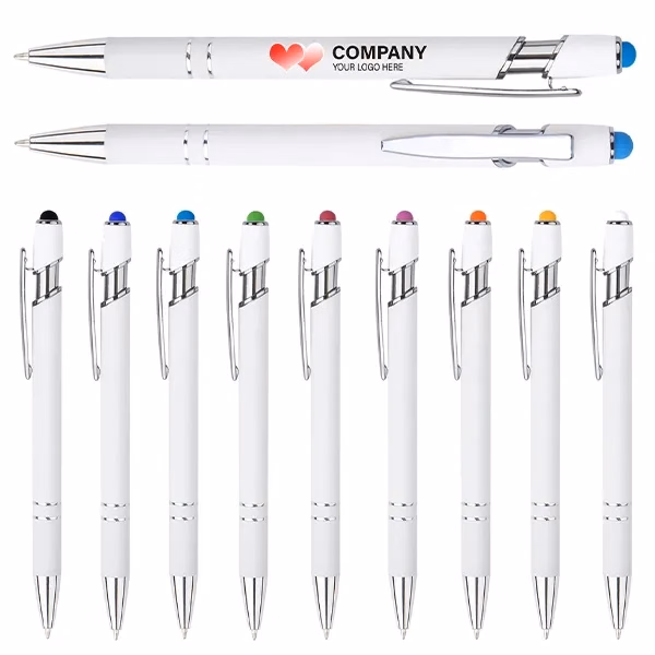 Full Color White Alpha Soft Touch Stylus Pen