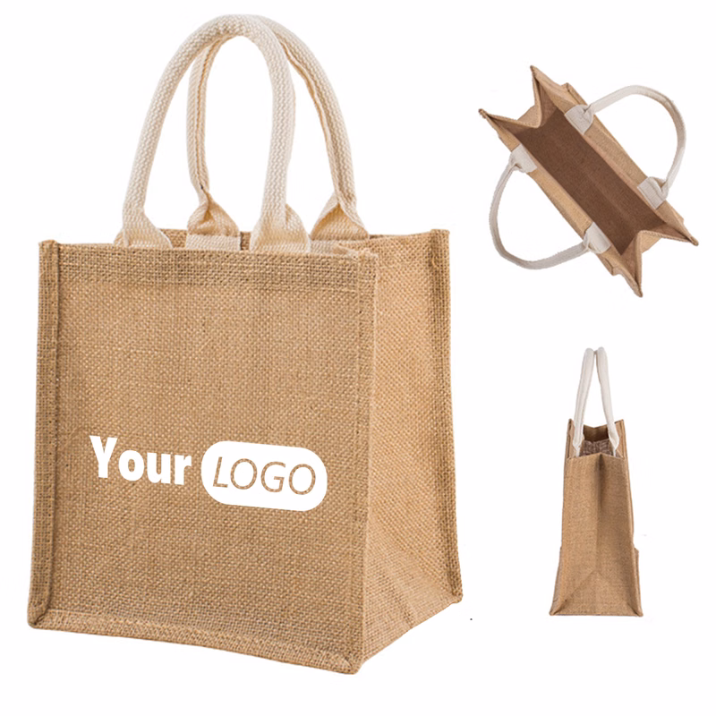 Jute Customizable Blank Burlap Tote Bag