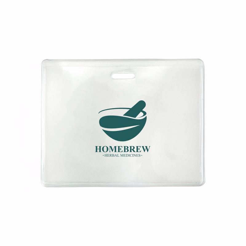 3.92" W x 2.91" H - Horizontal Clear Vinyl Badge Holder (1 Color Imprint)