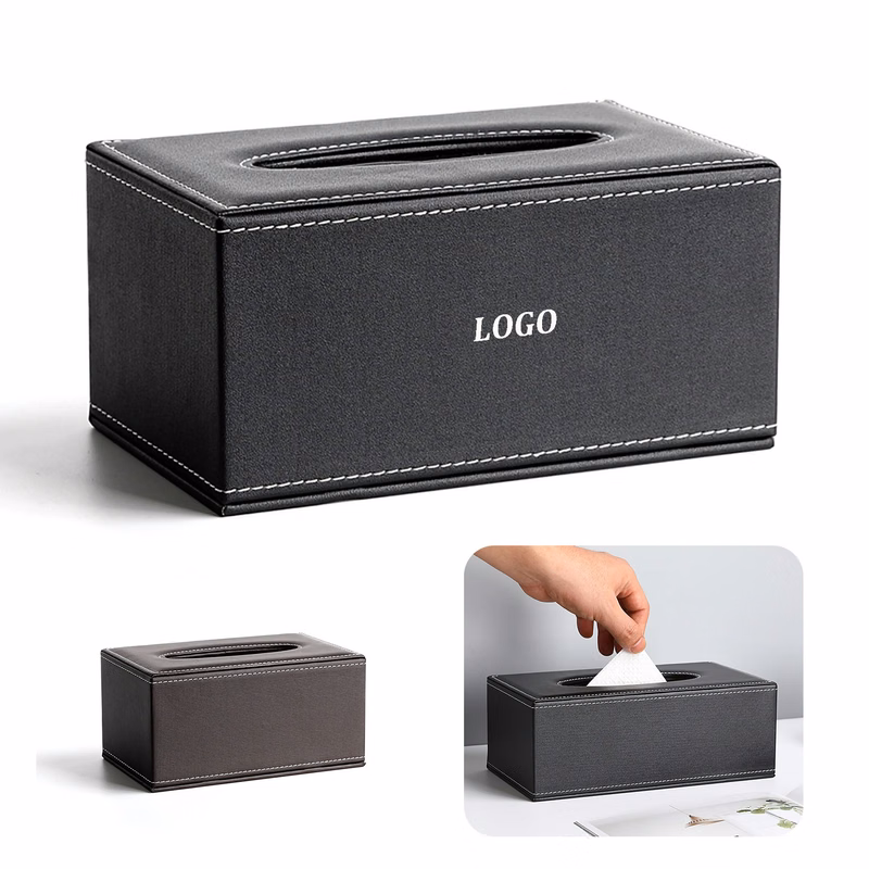 Black PU Leather Tissue Box