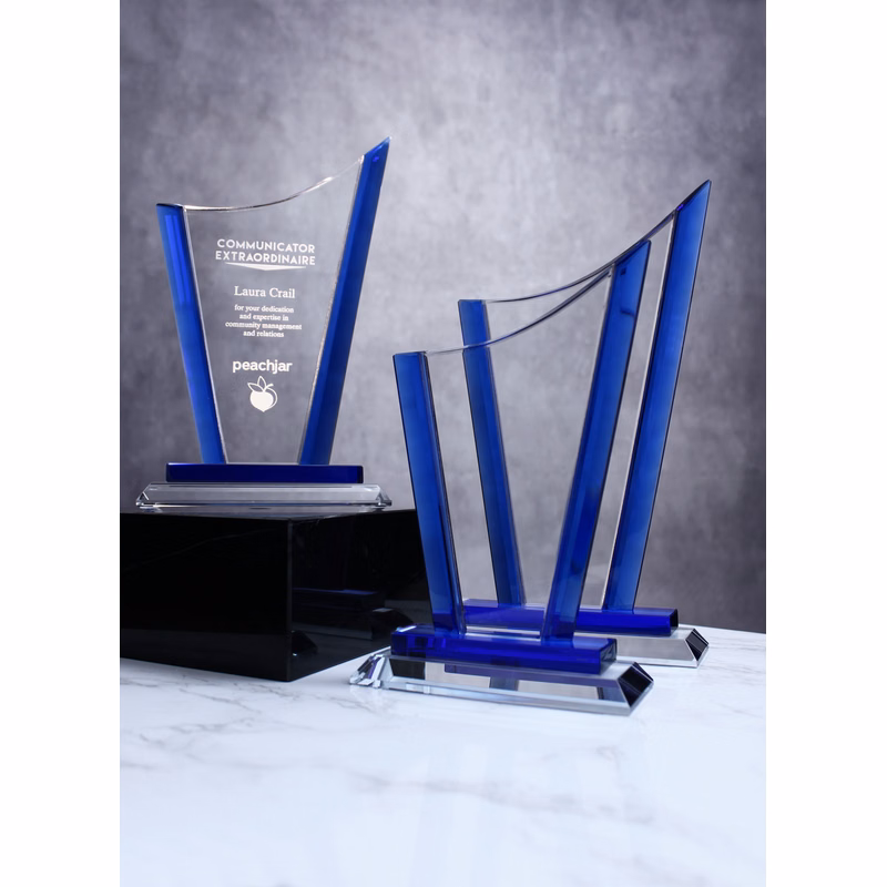 8" Blue Curved Peak Award