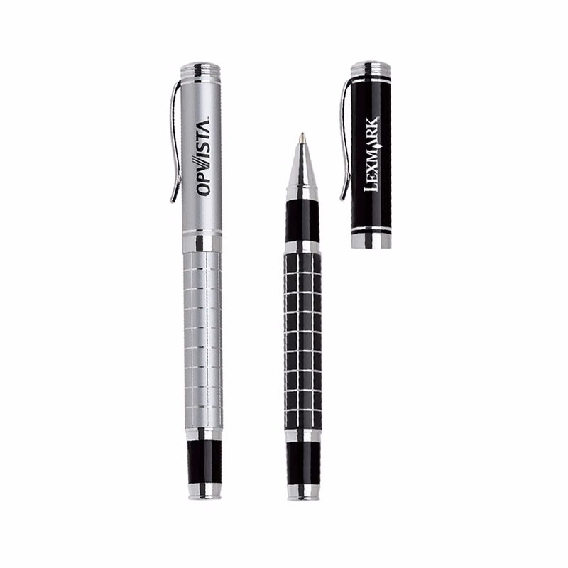 Grid Barrel Rollerball Metal Pen