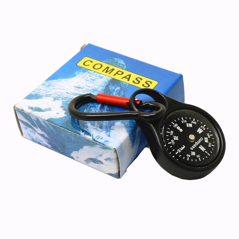 Compass Round Metal Carabiner Keychain