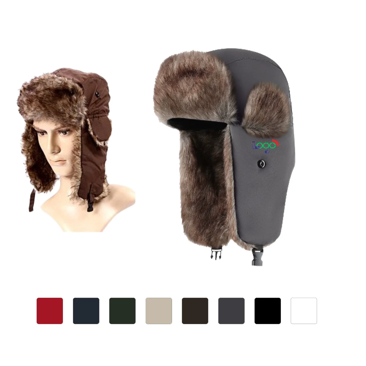 Winter Trapper Hat with Faux Fur Ear Flaps 1