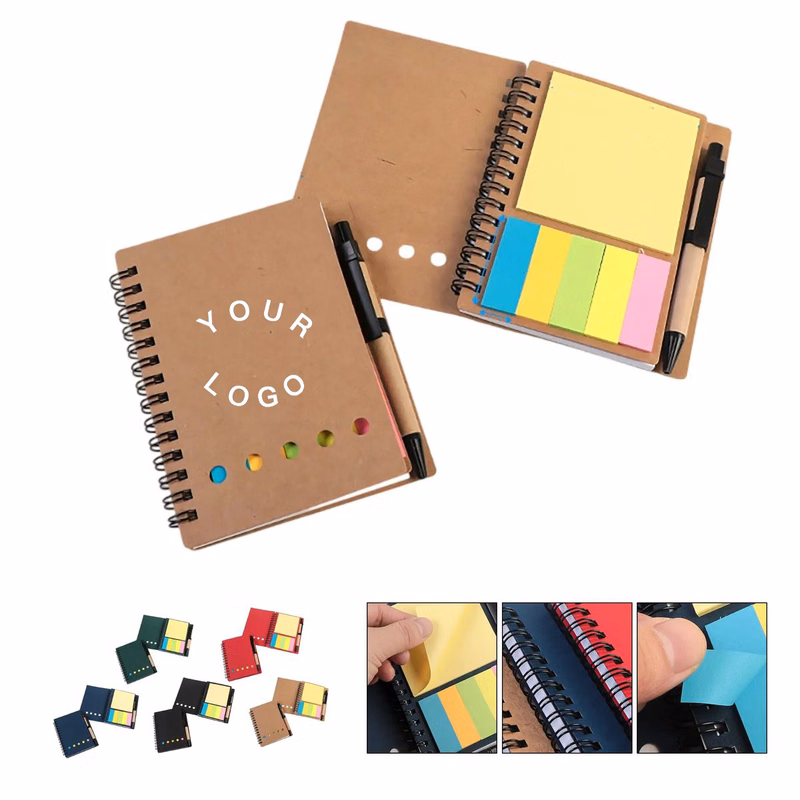Eco Notebook with Colored Sticky Notes