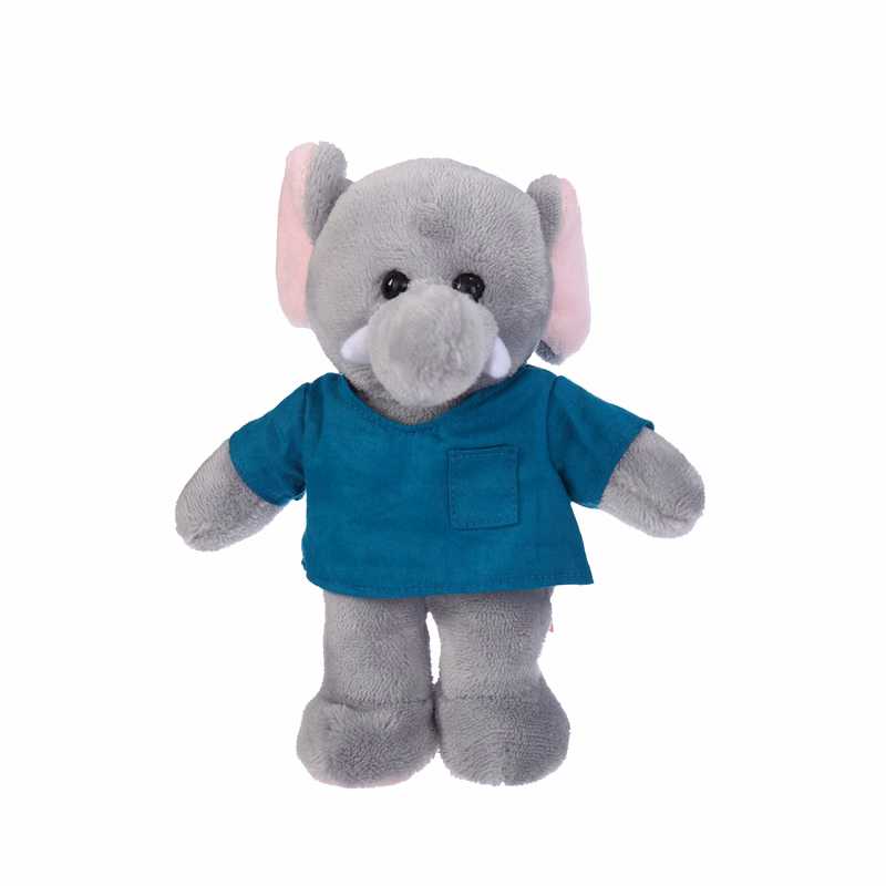 Soft Plush Stuffed Elephant in scrub shirt