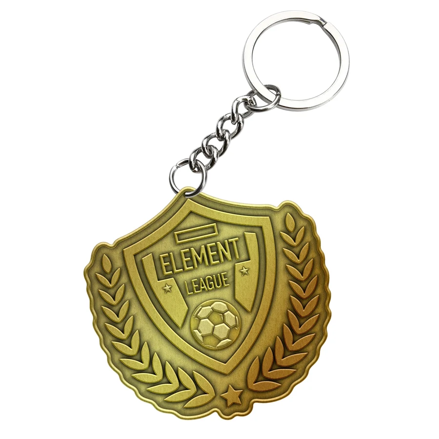 Customized Zinc Alloy Keychain with Antique Gold Plating 1