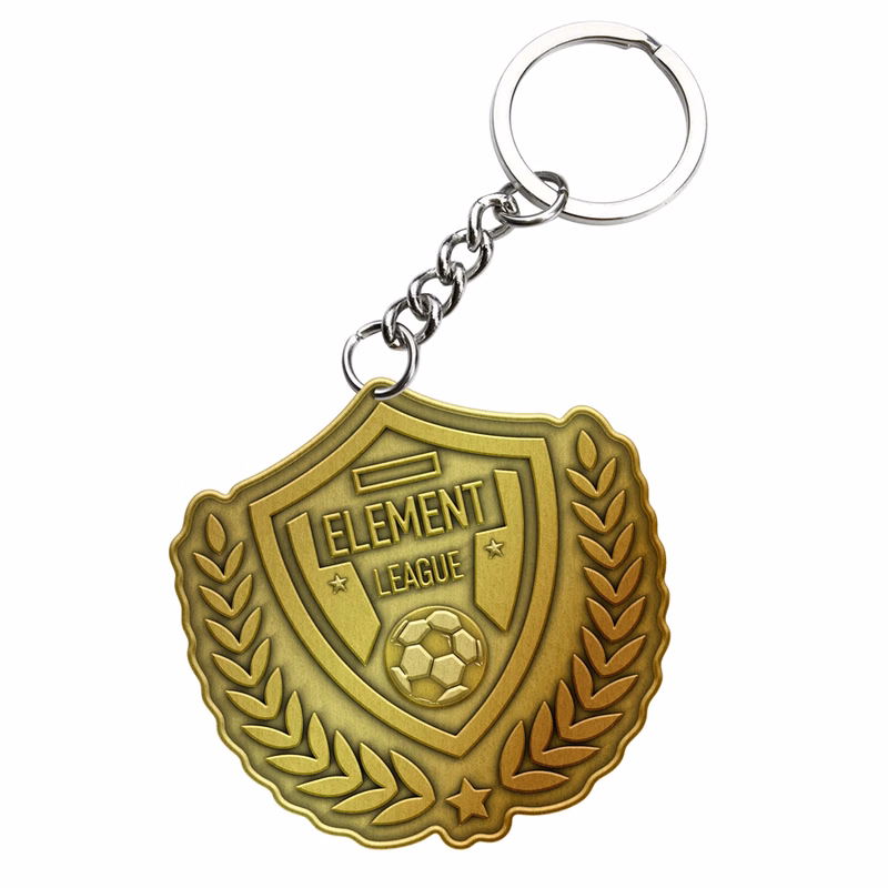 Customized Zinc Alloy Keychain with Antique Gold Plating