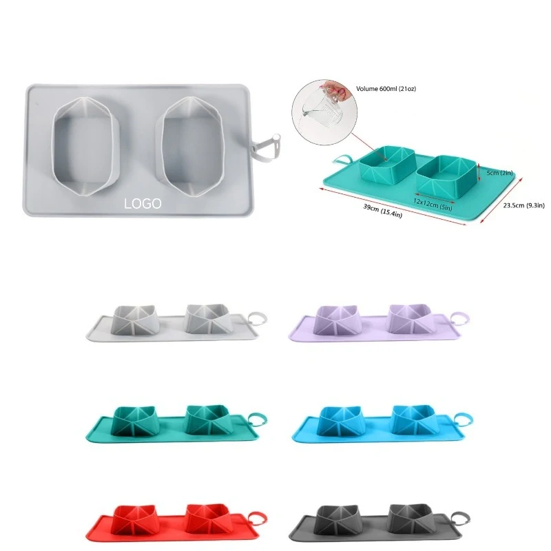 Silicone Folding Pet Dual Bowls 1