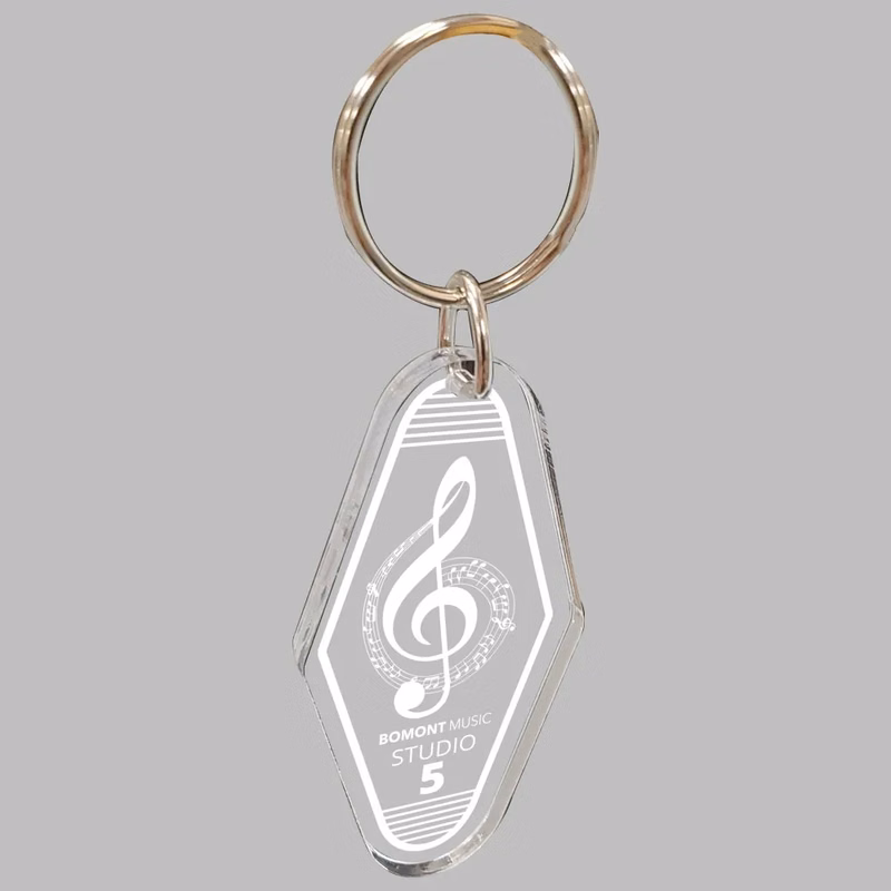 1/4" Vintage Etched Acrylic Motel Keychain Hotel Key Tag
