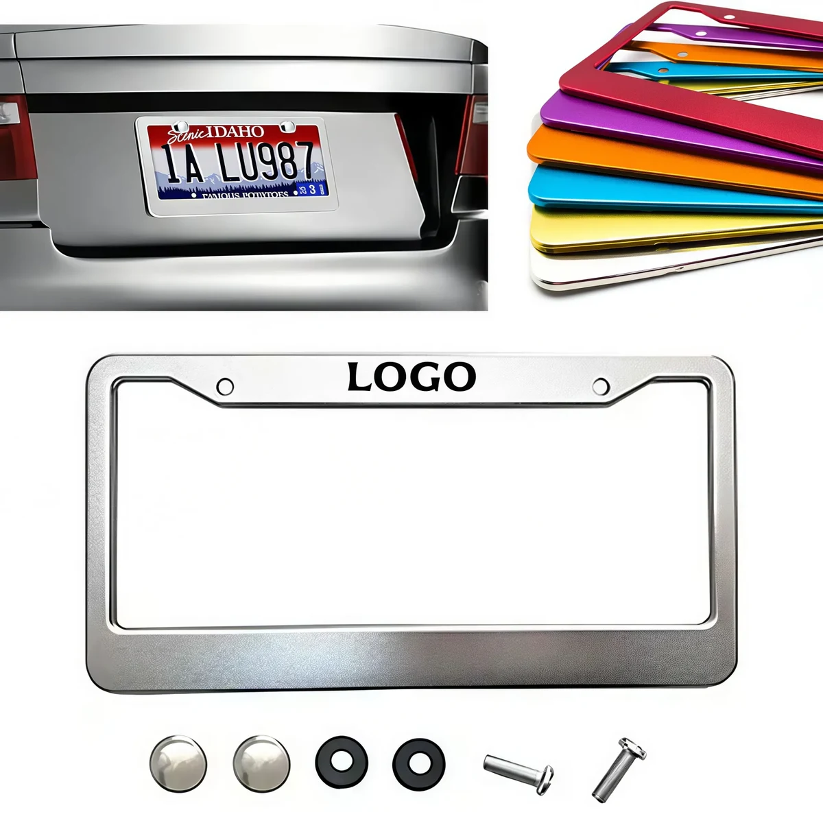 Aluminum License Plate Frame Car Accessories Durable Set 1