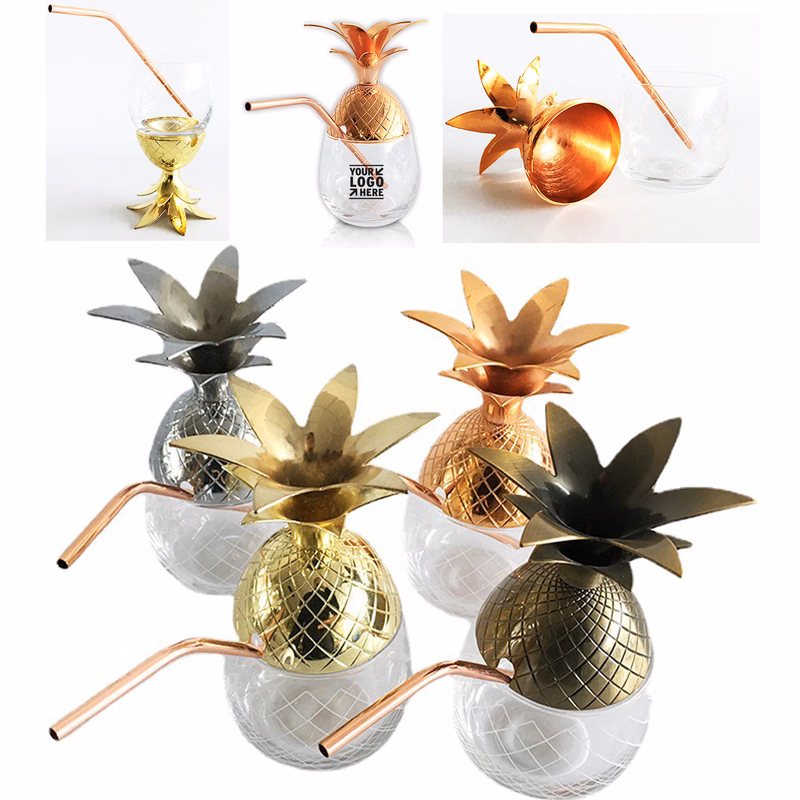 14 Ounce Pineapple Cocktail Glass Cup with Straw