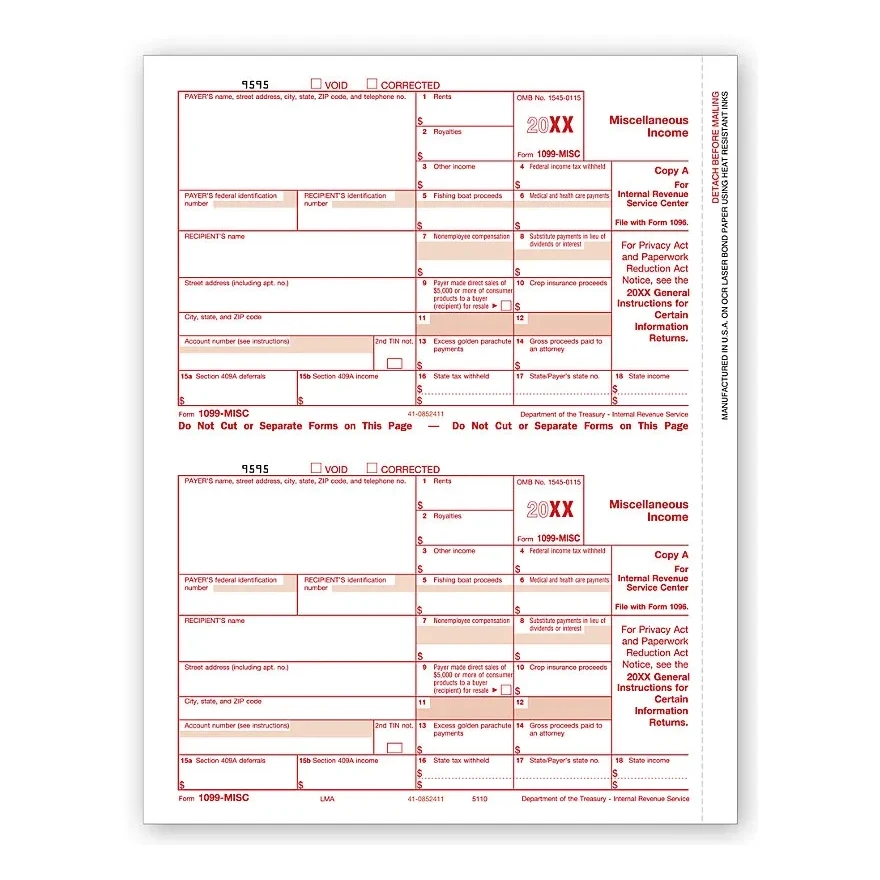 Laser 1099-MISC Income, Federal Copy A - 50 sheets/pk 1