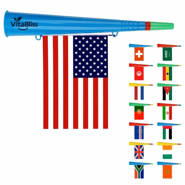 Custom 2026 World Cup Cheer Horn with Detachable Flag — Loud Sports Event Giveaway