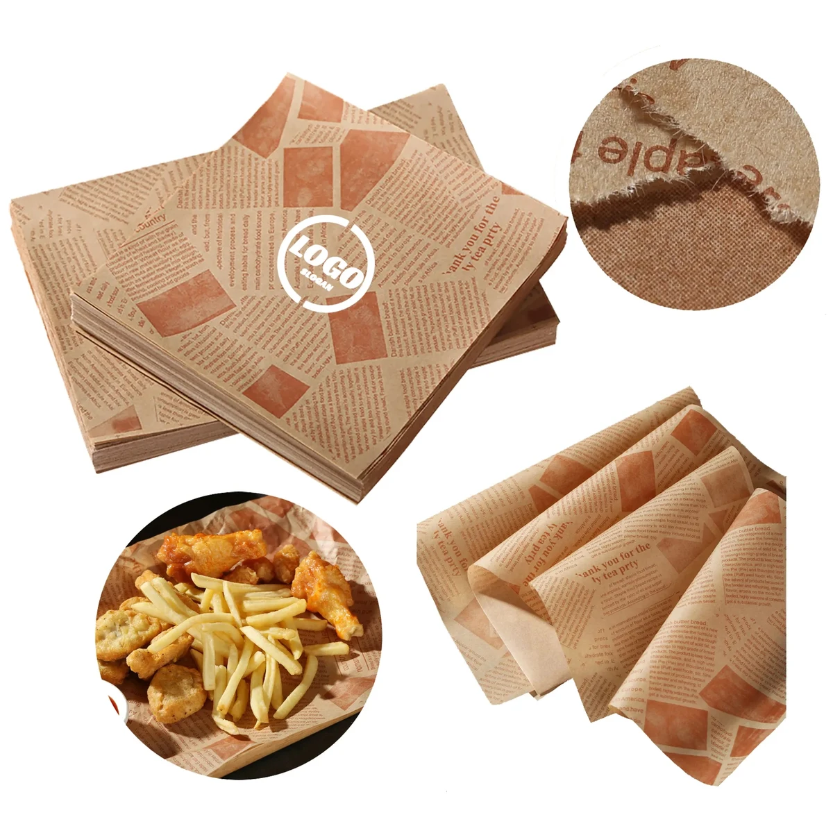 MOQ 30 Packs Hamburger Wrapping Paper 1
