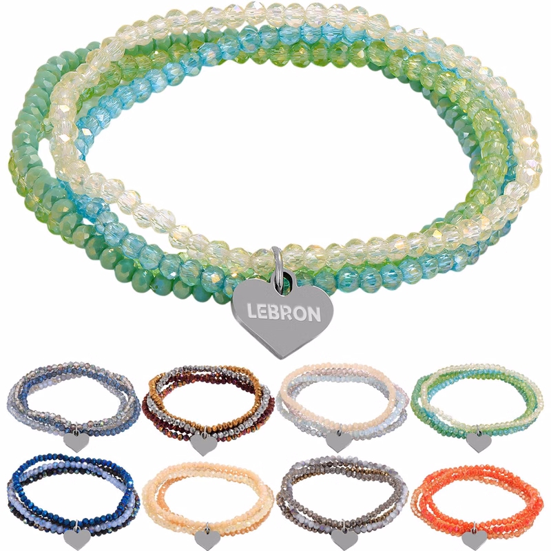 Crystal Heart Pendant Bracelet