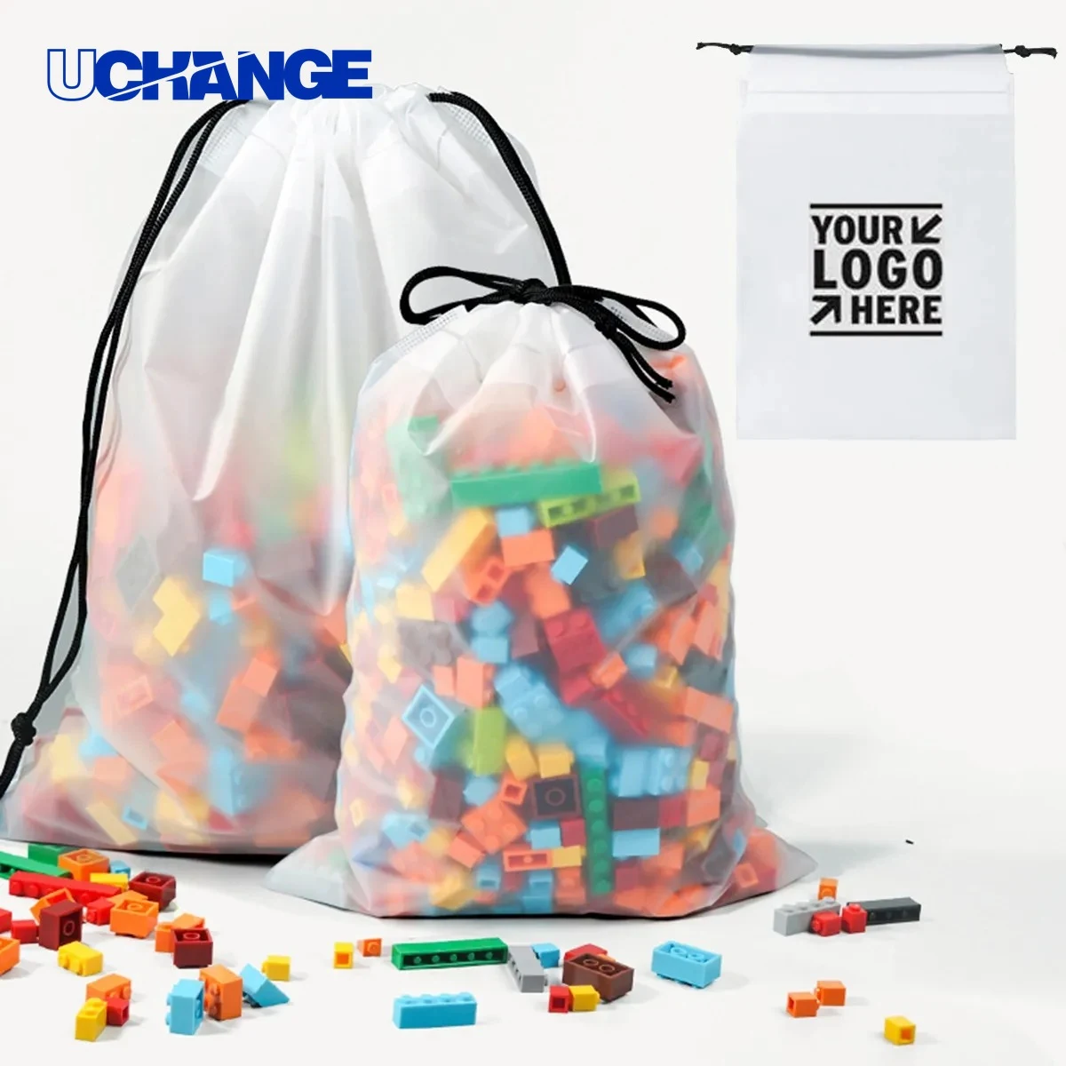 Frosted Transparent Plastic Drawstring Bag Organizer 1
