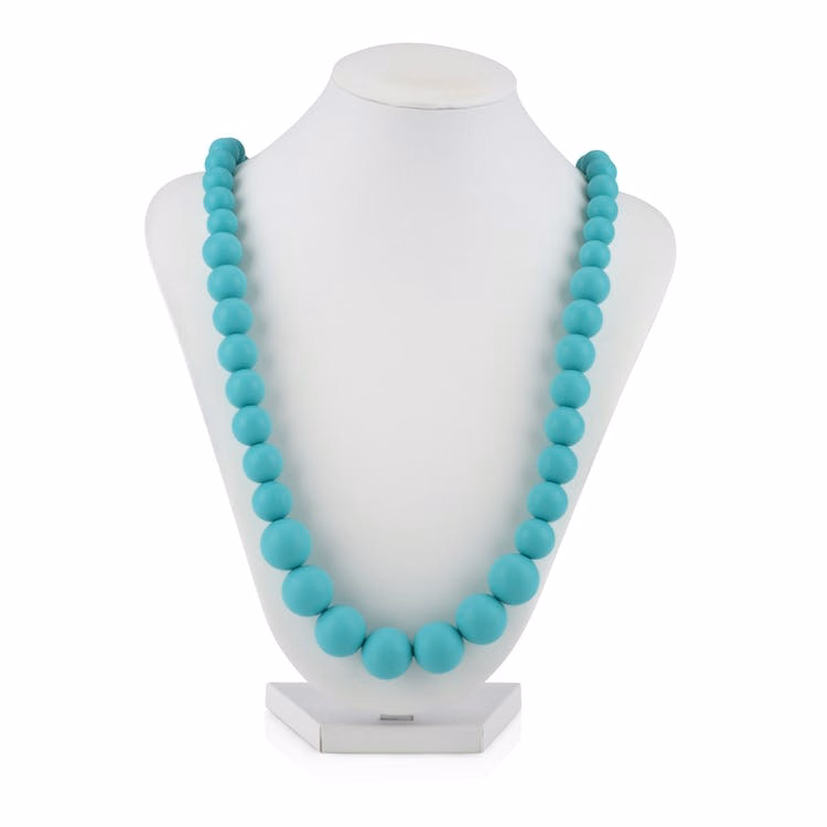 Nuby Round Beads Teething Necklaces - Aqua 29.5"