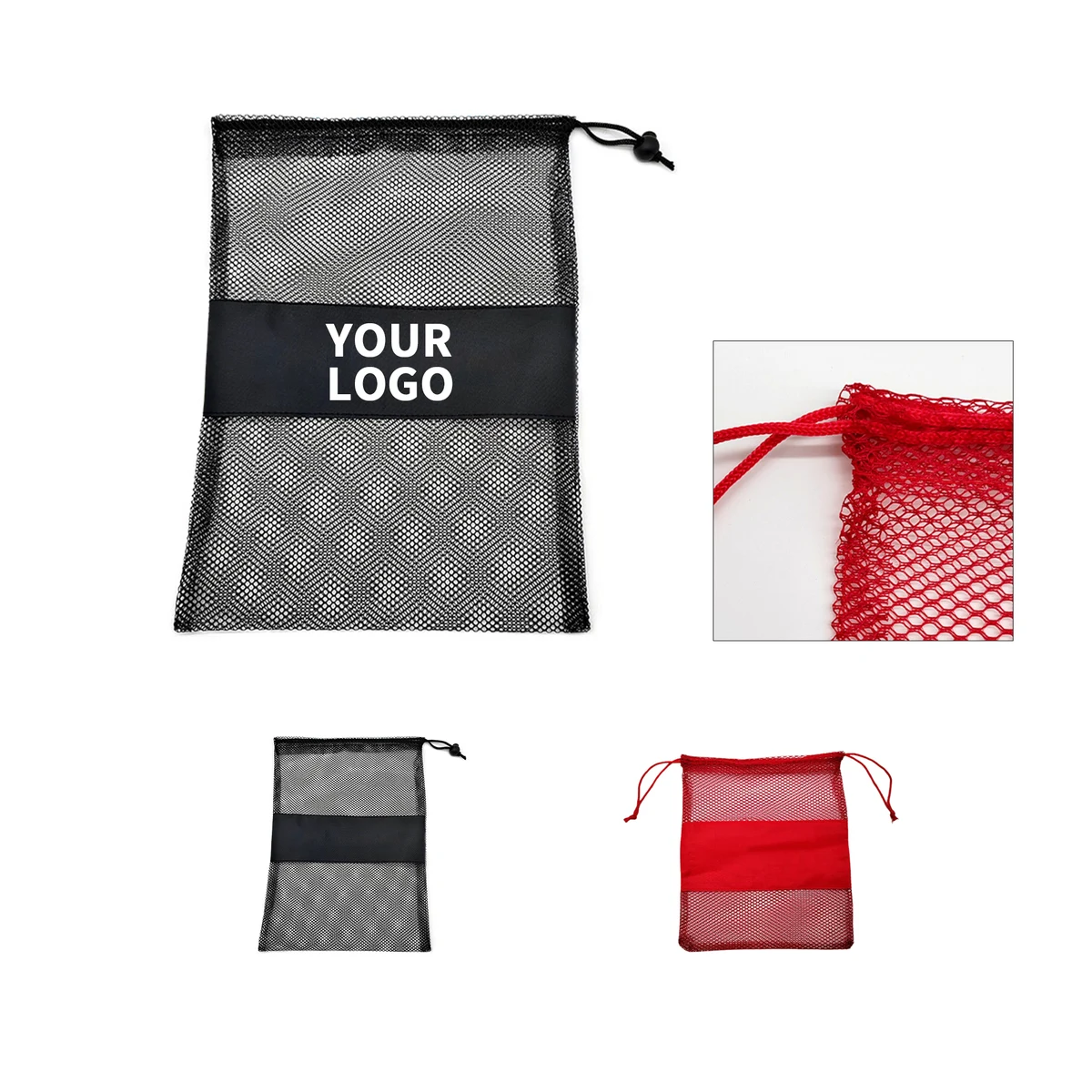 Nylon Mesh Drawstring Storage Bag 11.03" x 13" 1