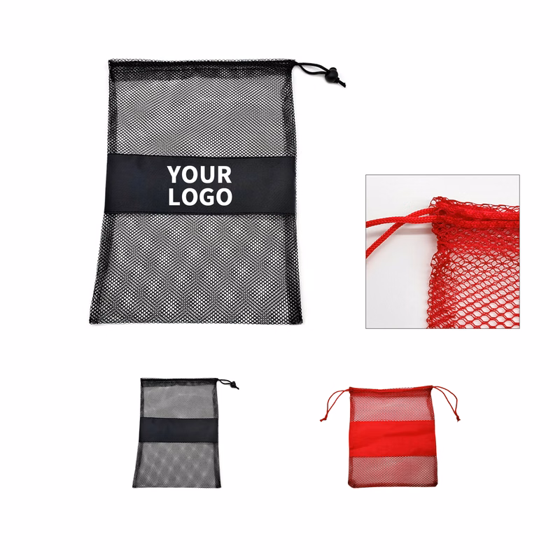Nylon Mesh Drawstring Storage Bag 11.03" x 13"