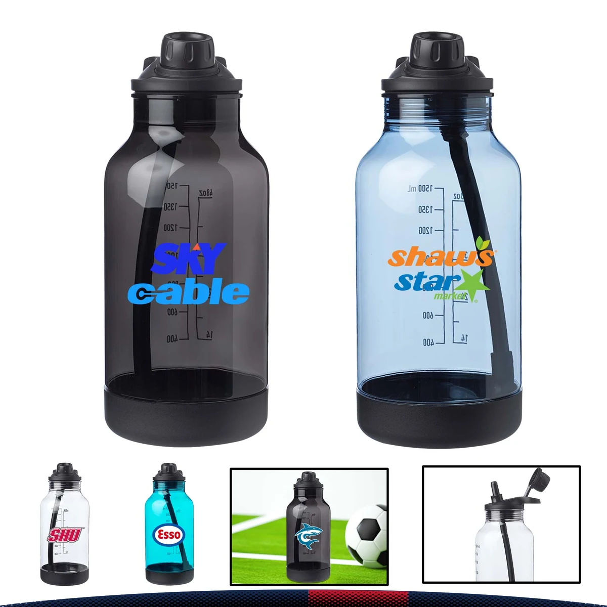 Stylish Plastic Sports Bottles - 64 oz. 1