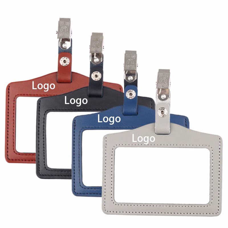 Genuine Leather Badge Holder with Metal Buckle