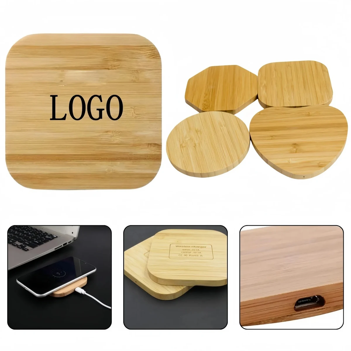 Bamboo Style Wireless Charging Station 1