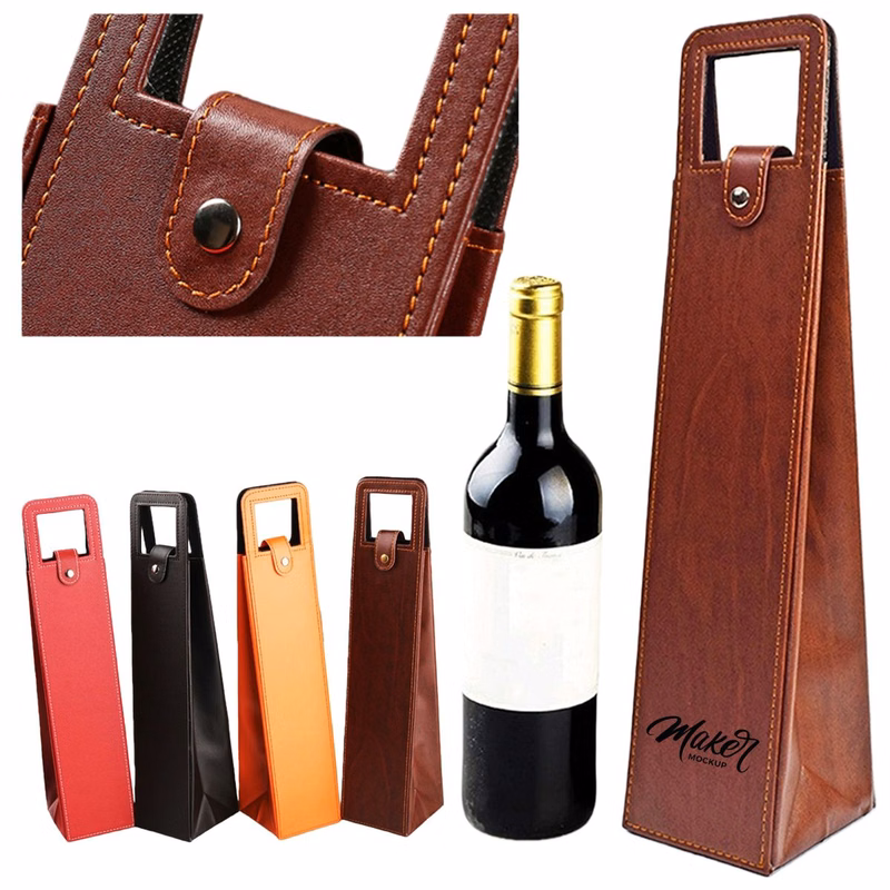 Reusable Leather Wine Gift Bag