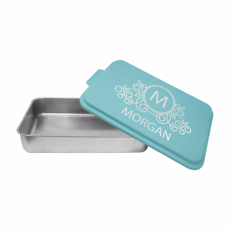 9" x 13" Aluminum Cake Pan with Teal Lid