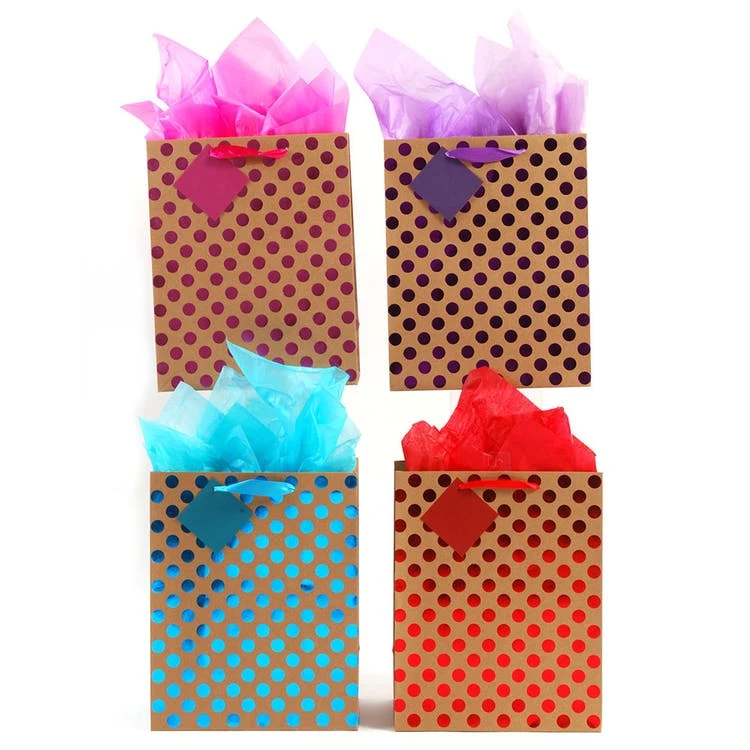 Polka Dot Gift Bags - Large Assorted Colors 1