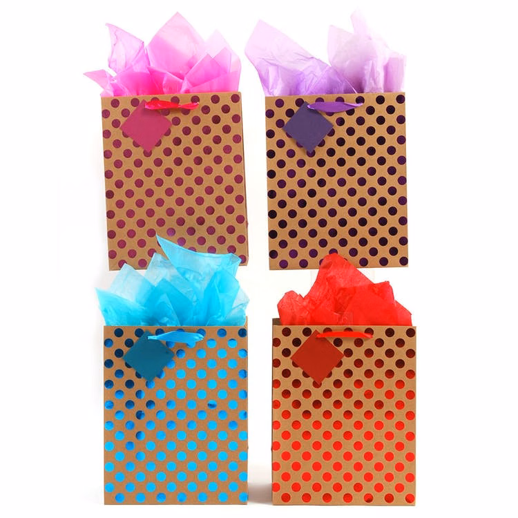 Polka Dot Gift Bags - Large Assorted Colors