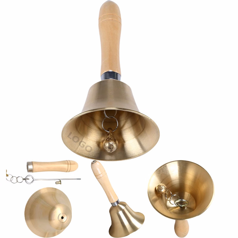 Louder Brass Hand Call Bell with Wooden Handle MOQ50