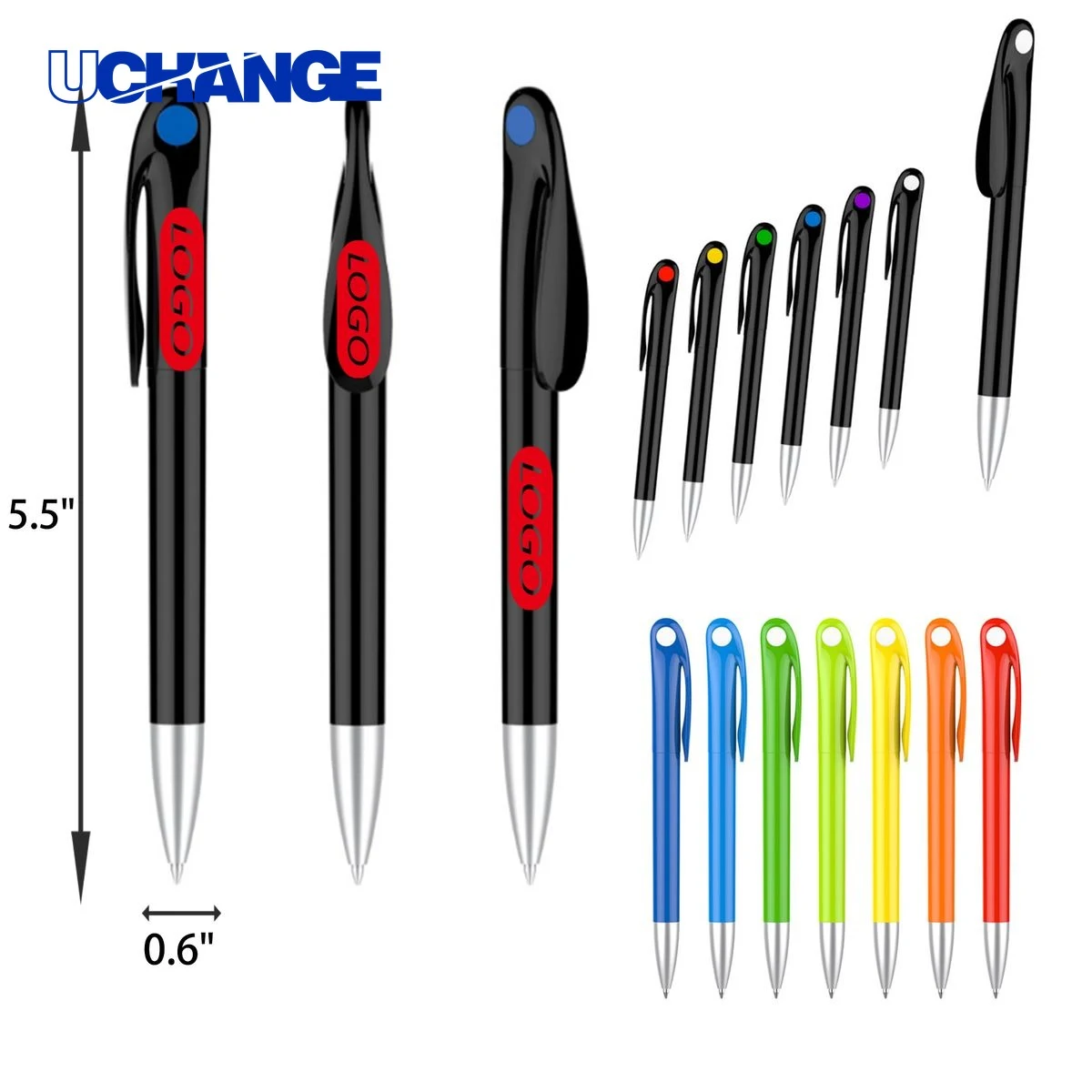 Durable Clip Plastic Black Ballpoint Pen for Students 1