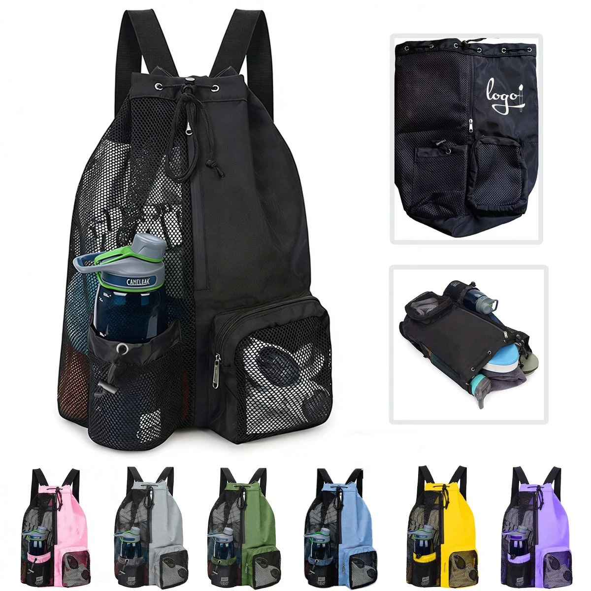Drawstring Backpack With Mesh And Wet Pocket 1