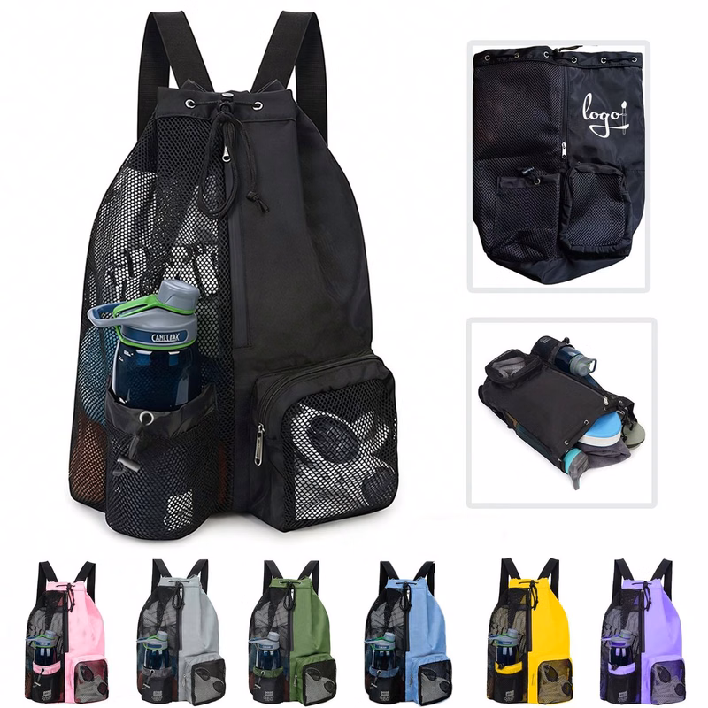 Drawstring Backpack With Mesh And Wet Pocket