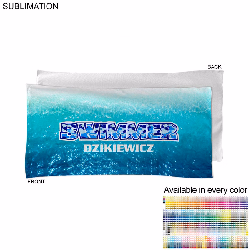Swim Towel in Microfiber Dri-Lite Terry, 22x44, Sublimated Edge to Edge 1 side