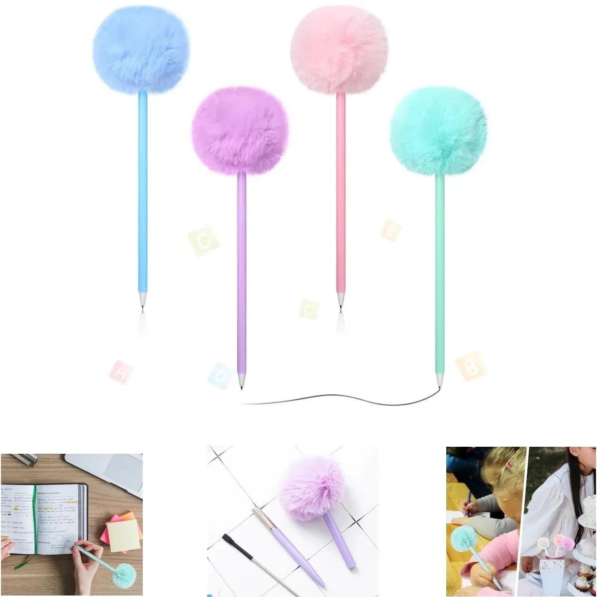 Cute Fluffy Pompom Metal Ballpoint Pen 1
