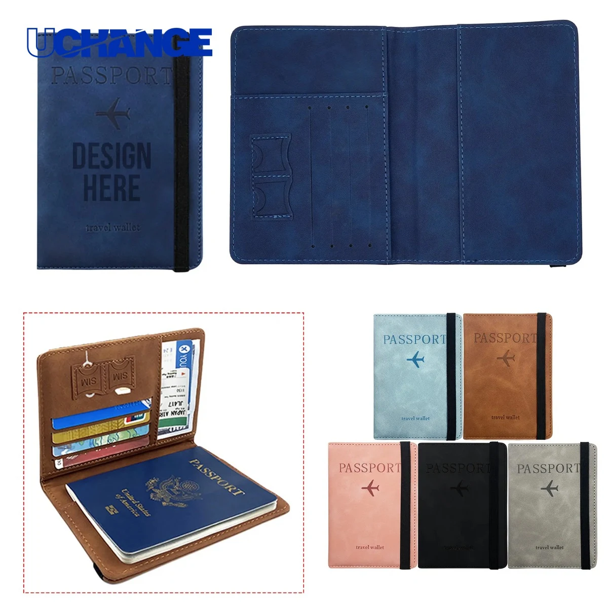 Faux Leather Travel Passport Holder RFID Blocking 1