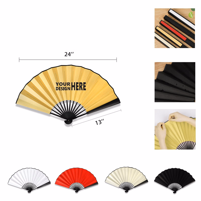 Colored Paper Bamboo 13" Folding Fan