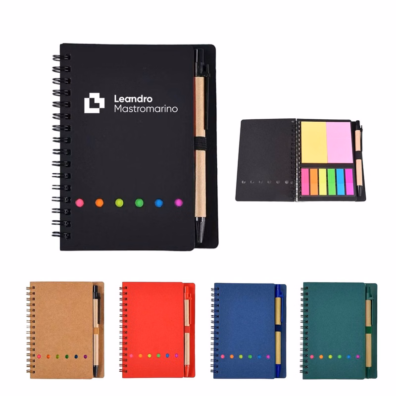Spiral Notebook with Sticky Noted & Pen