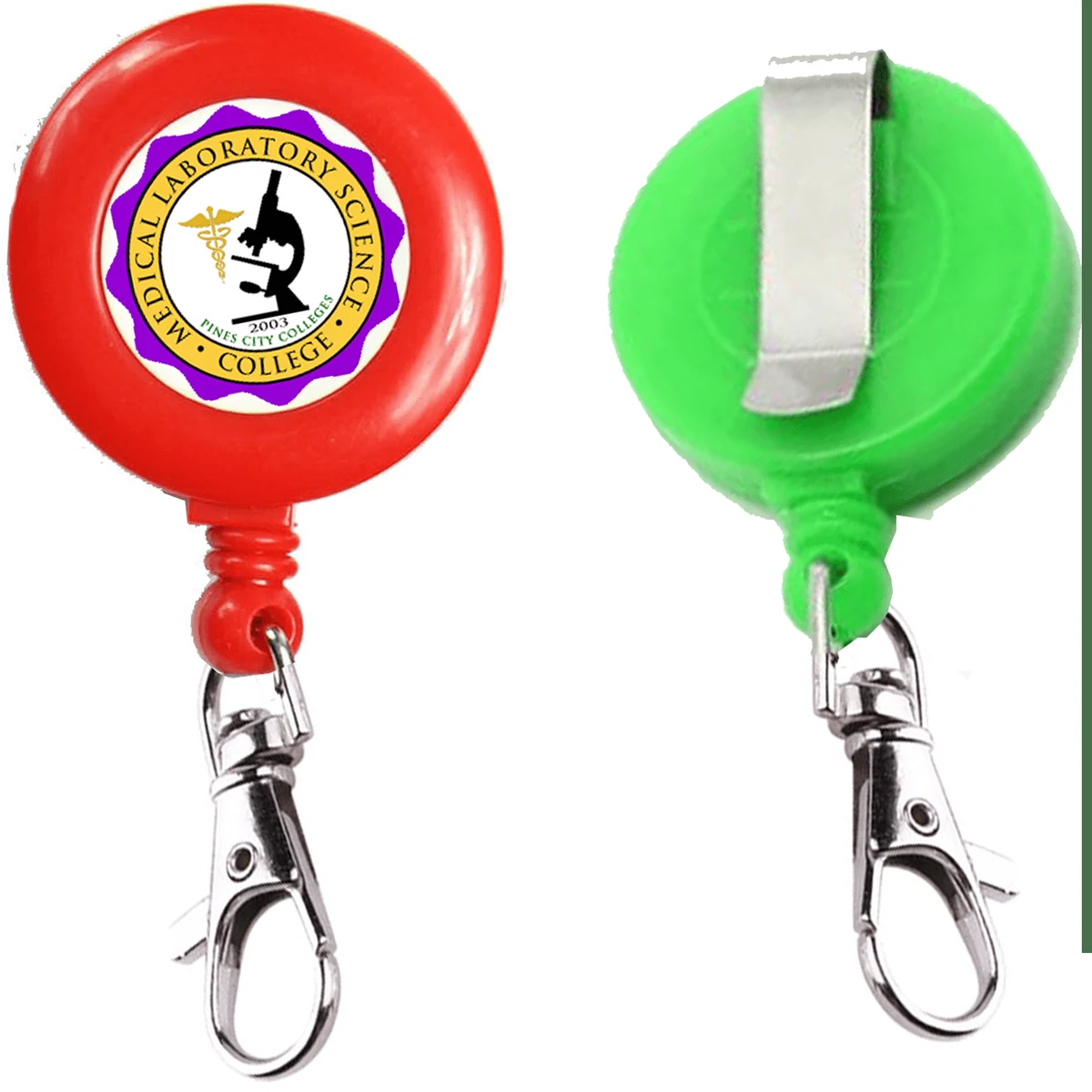 Retractable Round Badge Reel Holder w/ Lobster Claw & Belt Clip 1