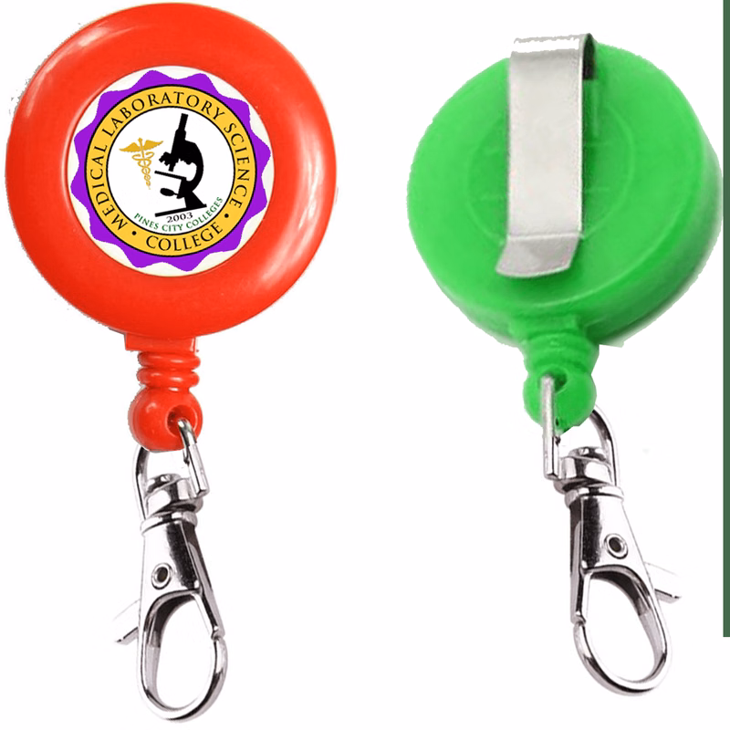 Retractable Round Badge Reel Holder w/ Lobster Claw & Belt Clip