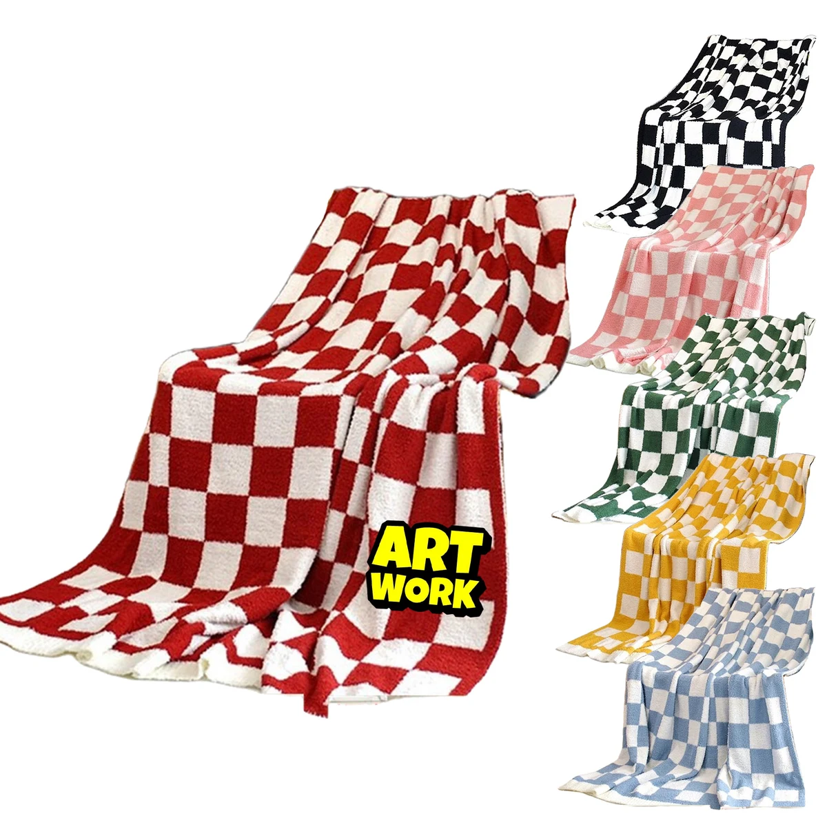 Fluffy Fuzzy Checkered Throw Blanket 1