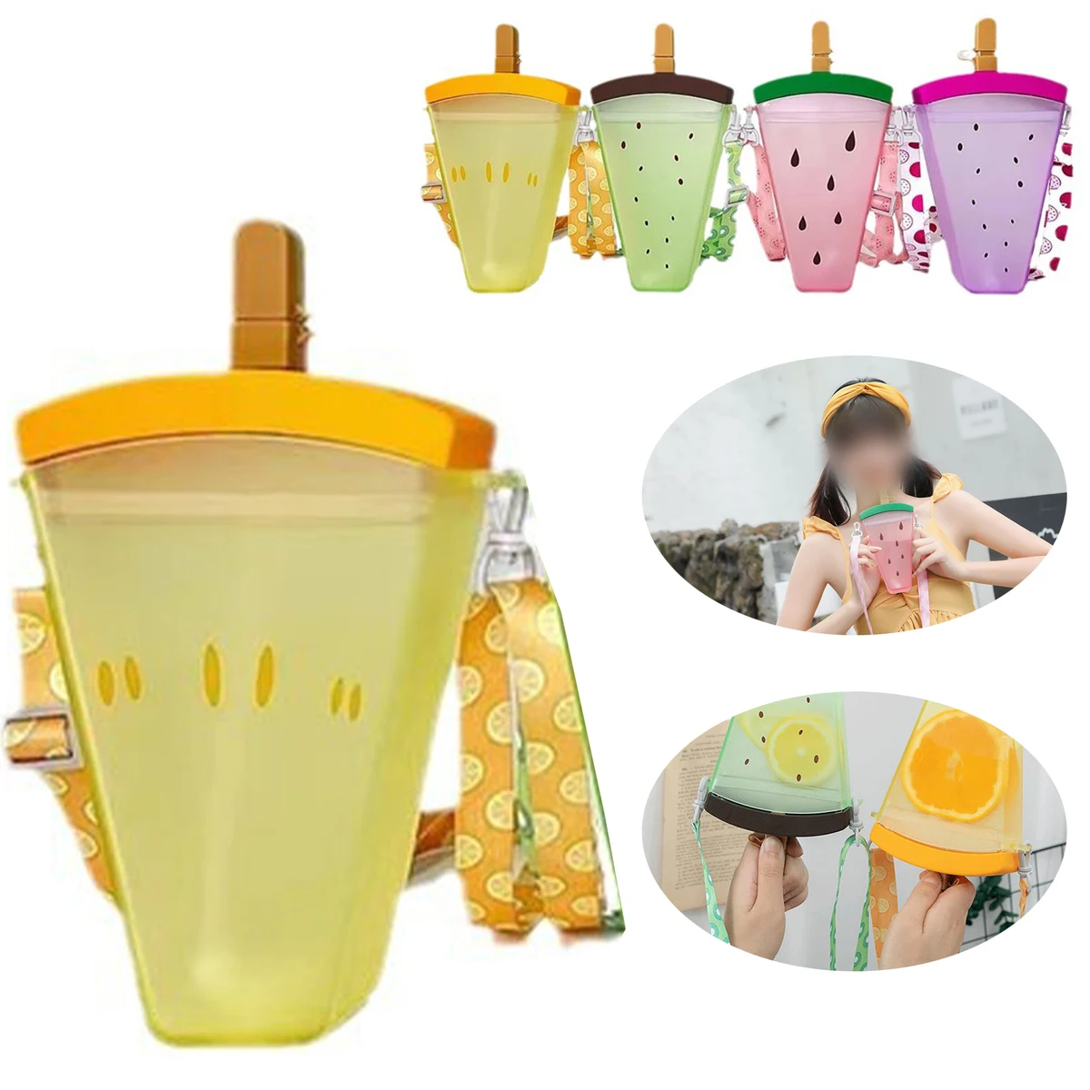Creative Simple Oranges Straw Water Bottle 1