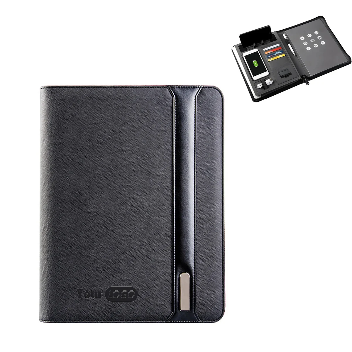 A4 Padfolio Leather Organizer Sleeves 6000mAh Power Bank 1