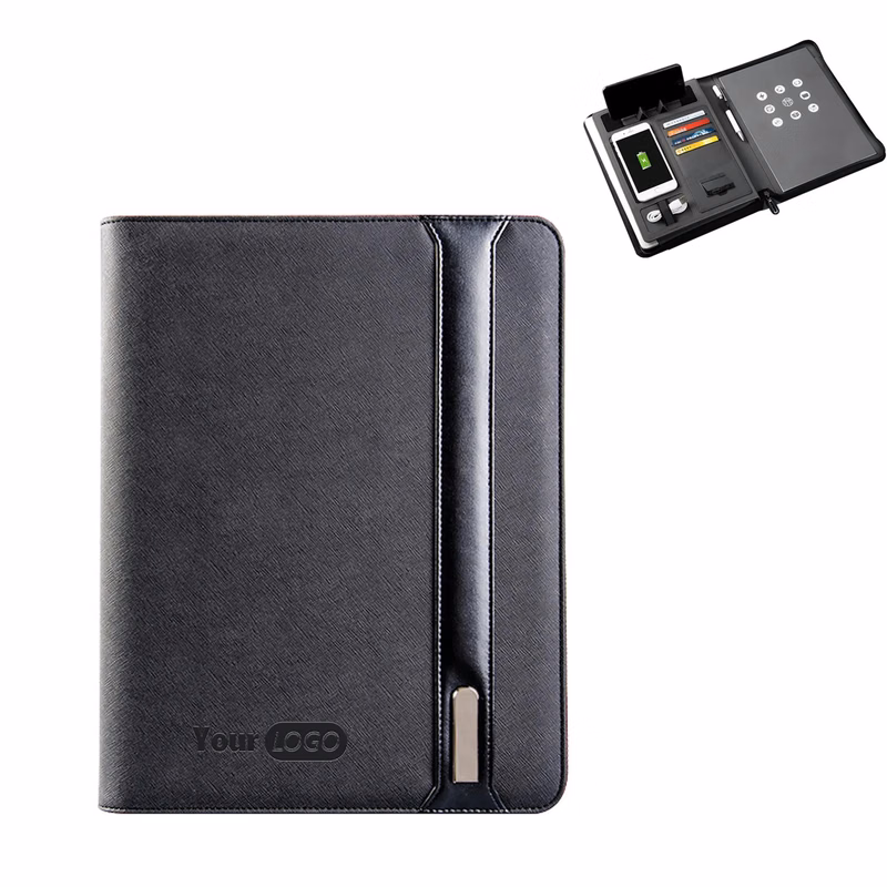 A4 Padfolio Leather Organizer Sleeves 6000mAh Power Bank