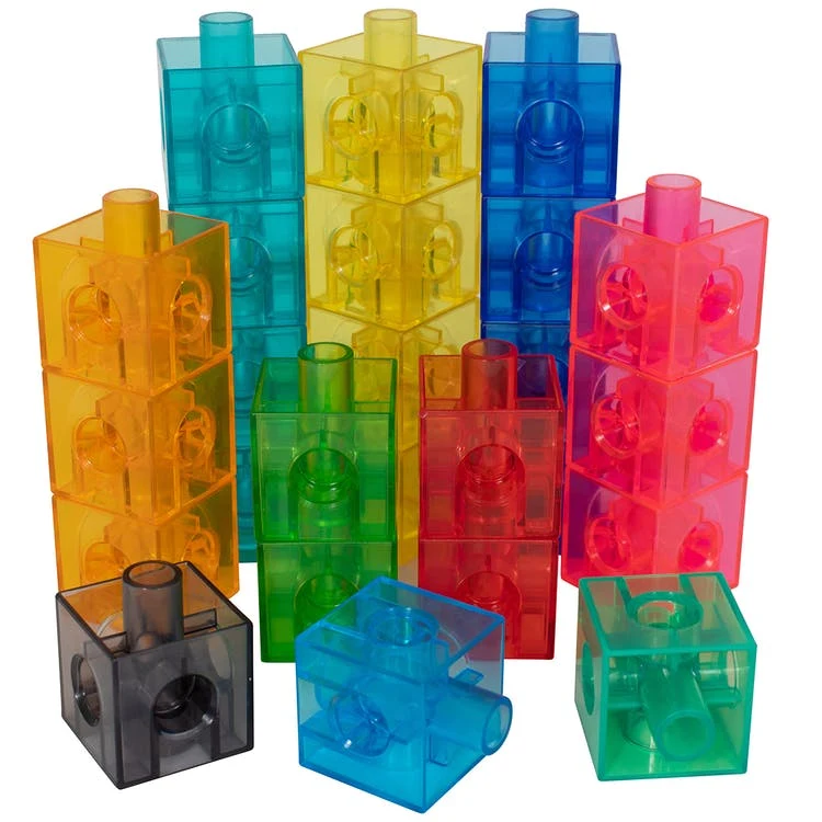 Transparent Linking Cubes - Assorted Colors 100 Piece 1