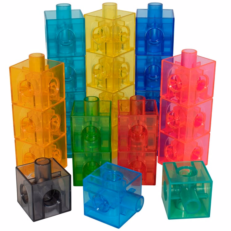 Transparent Linking Cubes - Assorted Colors 100 Piece