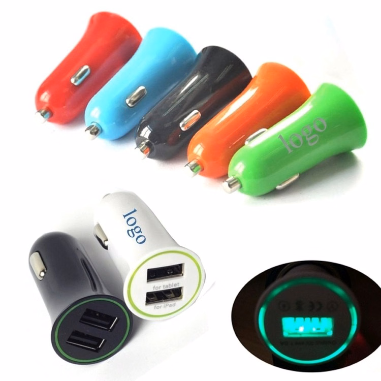 Circle Light up Dual port USB Car Charger
