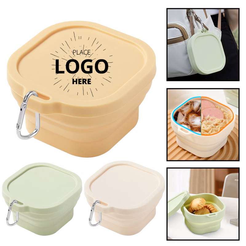 Custom Printed Foldable Silicone Camping Bowl 14oz